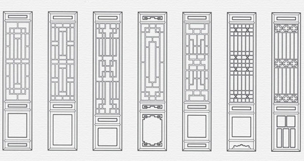 吴川常用中式仿古花窗图案隔断设计图