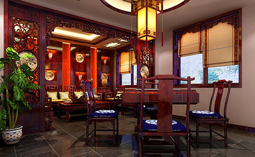 吴川古典中式风格茶楼包间设计装修效果图